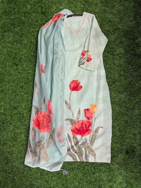 Lenin Printed Kurti | Sage Green (30)