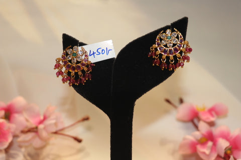 Fuchsia Chandbali Earrings