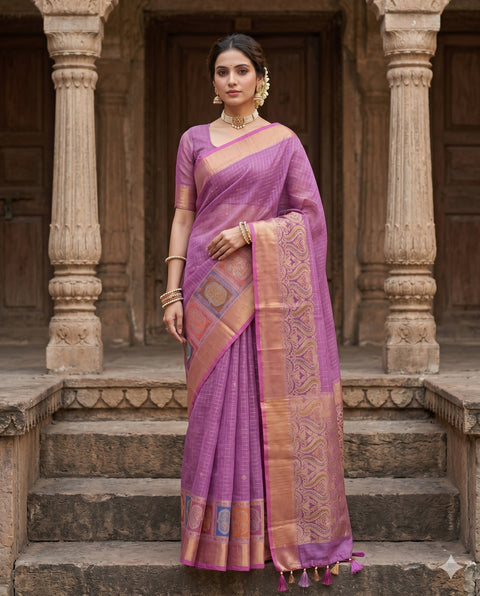 FANCY KANCHI SOFT SILK LAVENDER SAREE