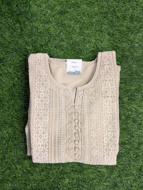 Georgette Chikankari Kurti | Light Beige Chikankari (49)