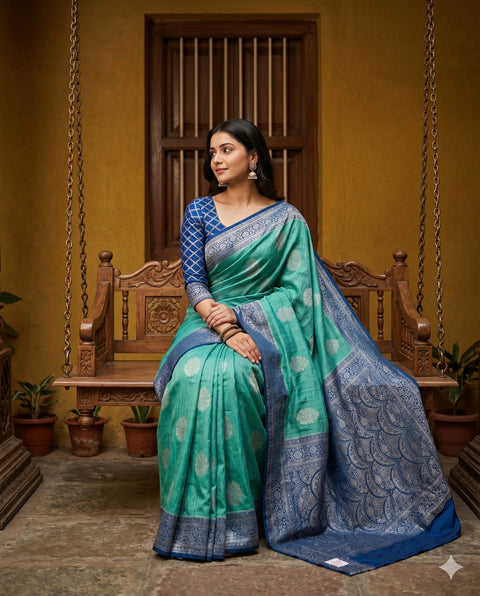 PURE CHINON MINT GREEN SAREE