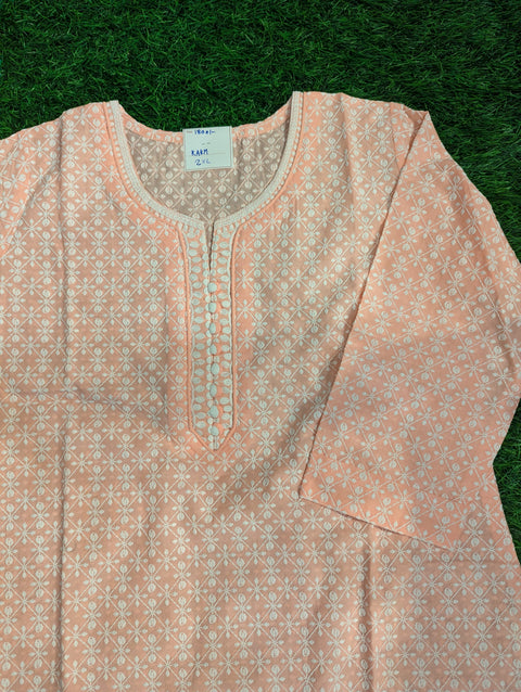 Cotton Chikankari Kurti | Light Pink Chikankari (52)