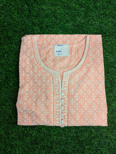 Cotton Chikankari Kurti | Light Pink Chikankari (52)