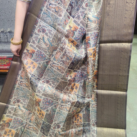 Dusky lavender digital printed kota saree