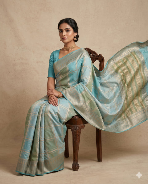 MYSORE SILK ICE BLUE SAREE