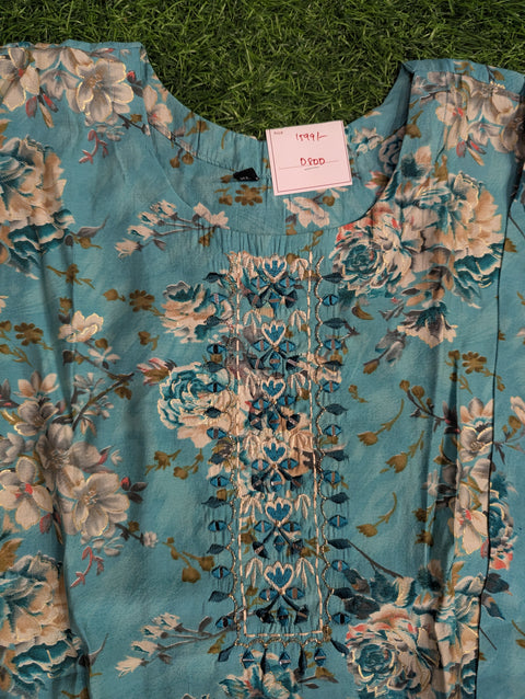 Muslin Kurtii | Blue Floral Print (69)