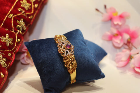 Fuchsia Gold Floral Bracelet