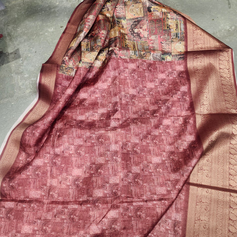 Ancient copper digital printed kota saree