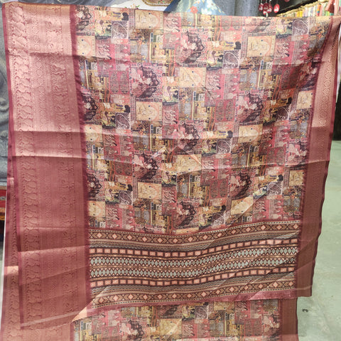 Ancient copper digital printed kota saree