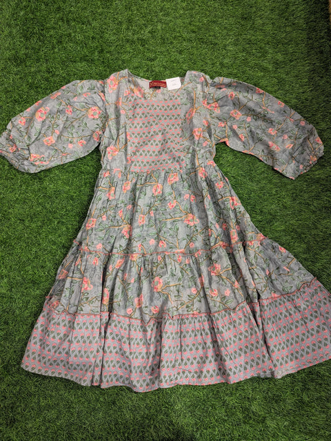 Cotton Printed Kurthi | Grey Floral Print (9)