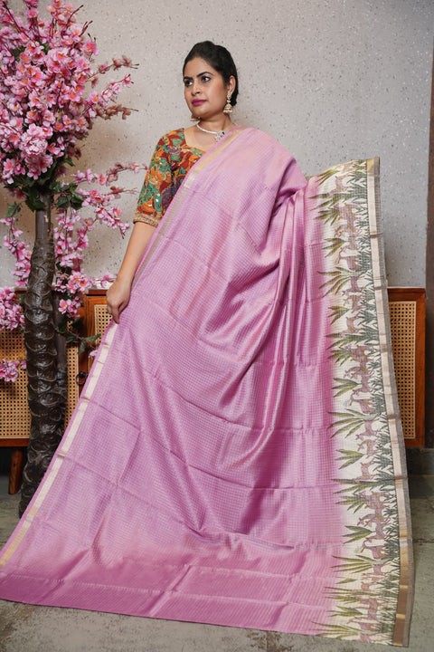 Soft tussar with zari checks