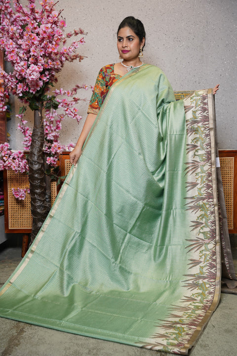 Soft tussar with zari checks