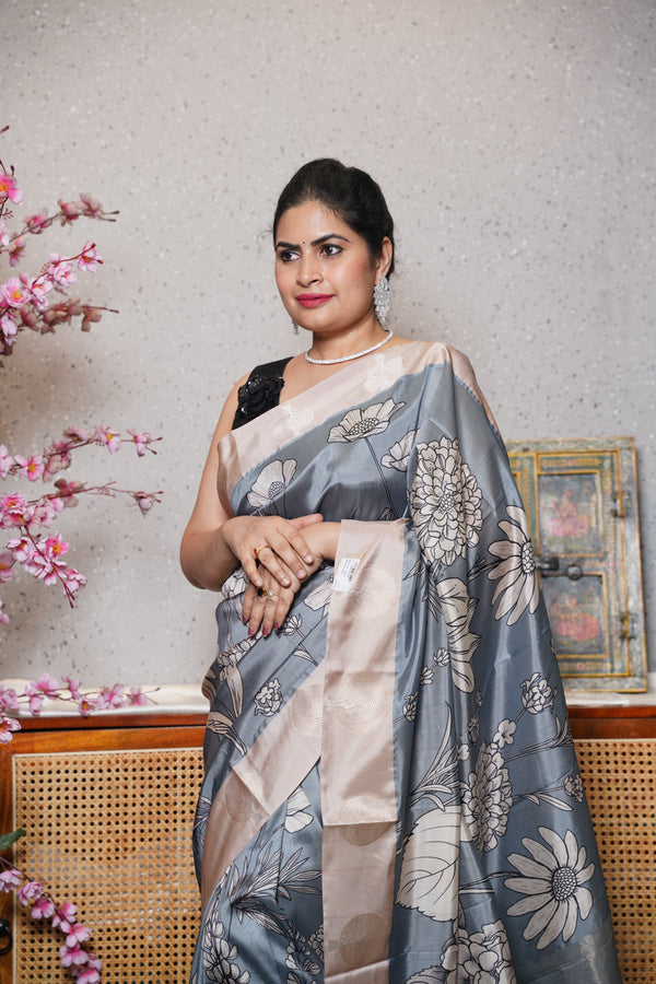 Banaras digital print with satin boder