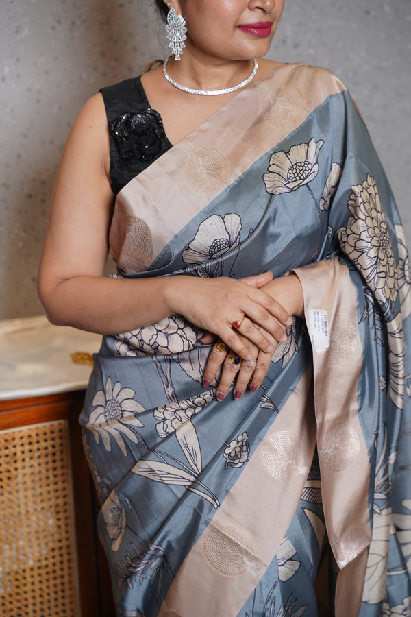 Banaras digital print with satin boder