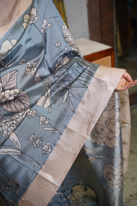 Banaras digital print with satin boder