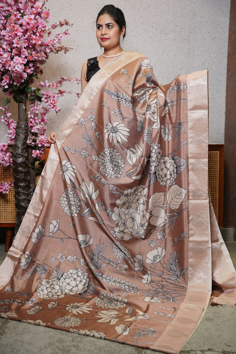 Banaras digital print with satin boder