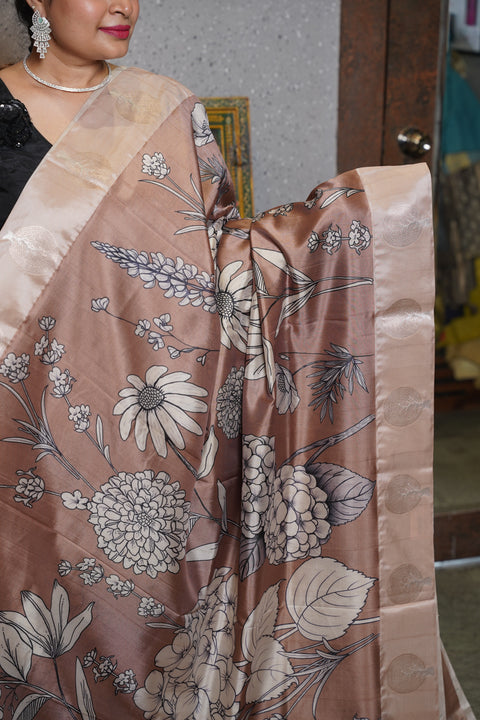 Banaras digital print with satin boder