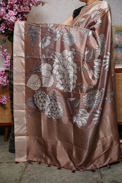 Banaras digital print with satin boder