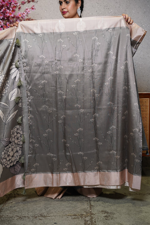 Banaras digital print with satin boder