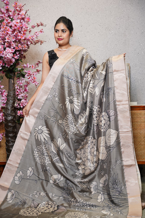 Banaras digital print with satin boder