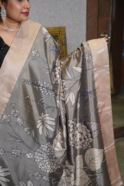 Banaras digital print with satin boder