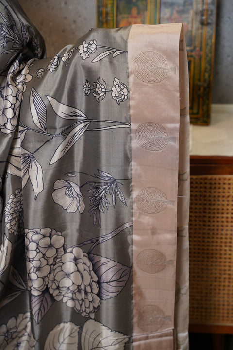 Banaras digital print with satin boder
