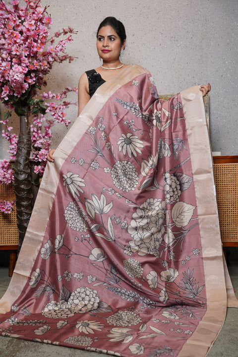 Banaras digital print with satin boder