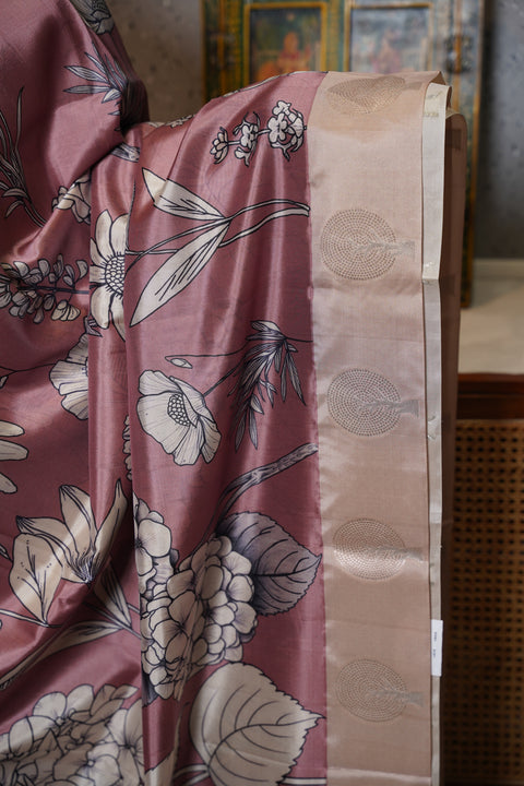Banaras digital print with satin boder