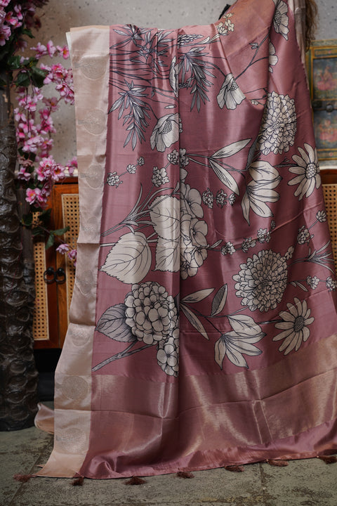 Banaras digital print with satin boder