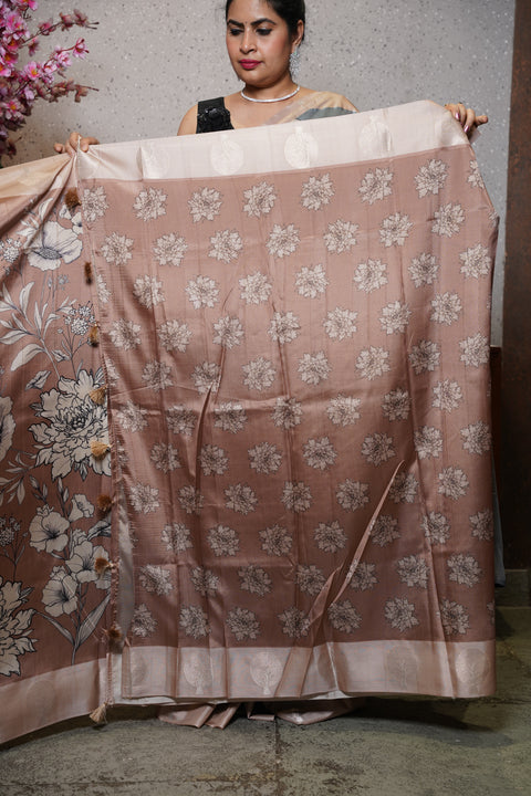 Banaras digital print with satin boder