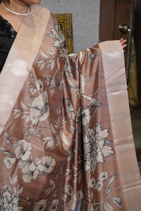 Banaras digital print with satin boder