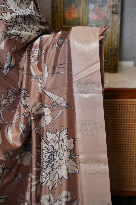 Banaras digital print with satin boder