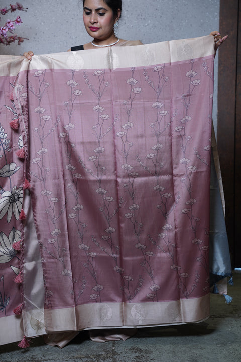 Banaras digital print with satin boder