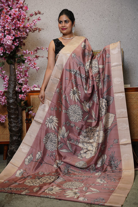 Banaras digital print with satin boder