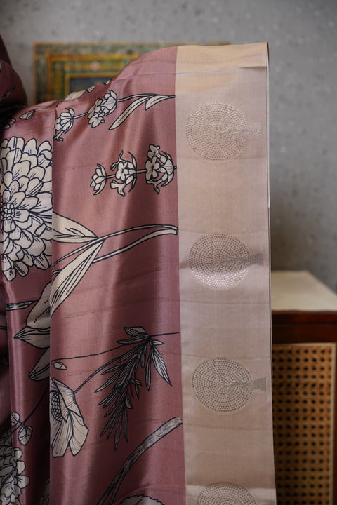Banaras digital print with satin boder