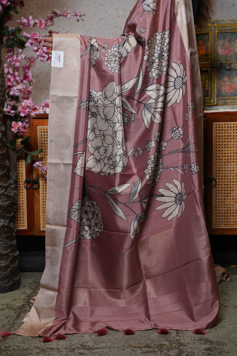 Banaras digital print with satin boder