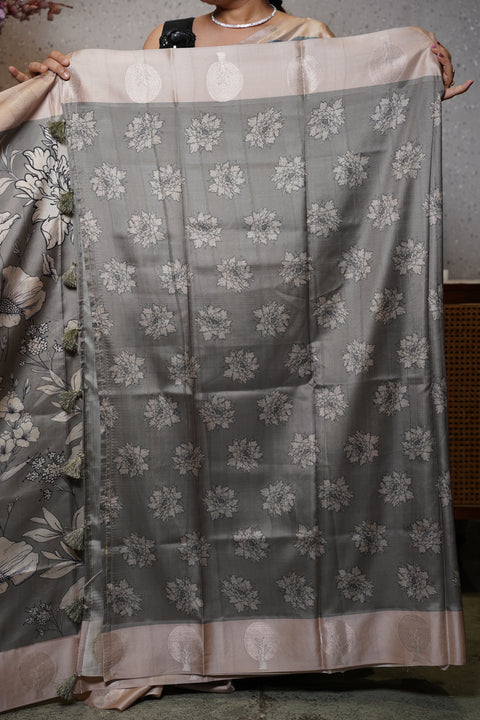 Banaras digital print with satin boder
