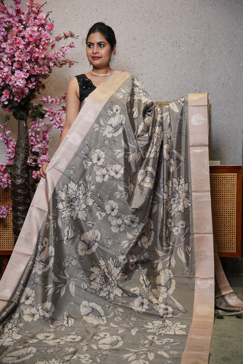 Banaras digital print with satin boder