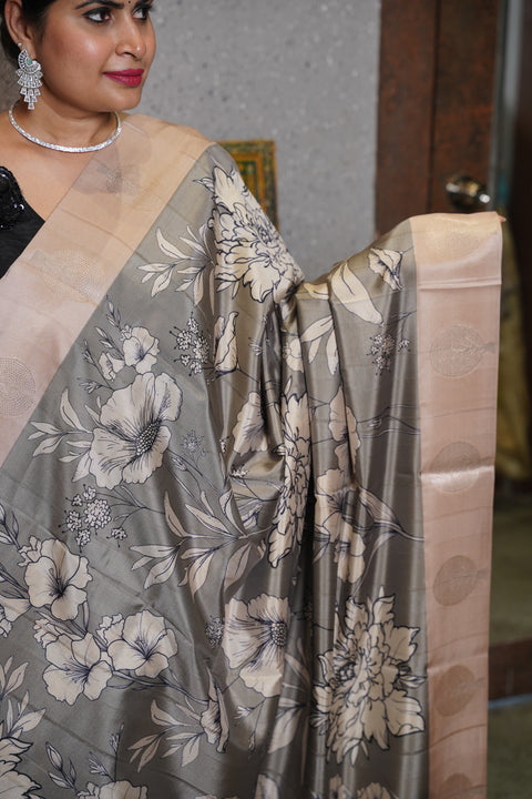 Banaras digital print with satin boder