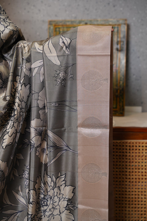 Banaras digital print with satin boder