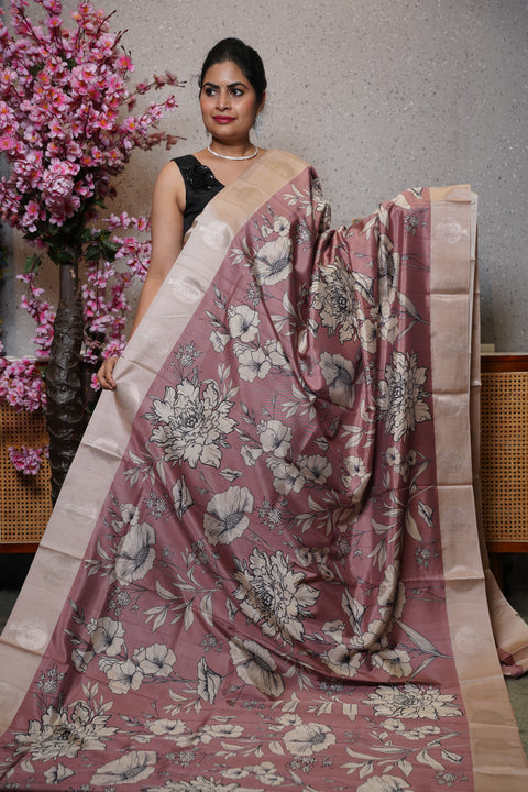Banaras digital print with satin boder