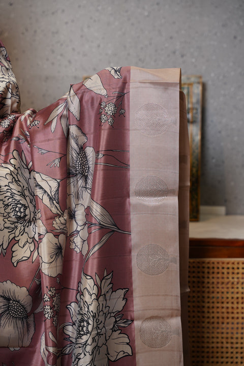 Banaras digital print with satin boder