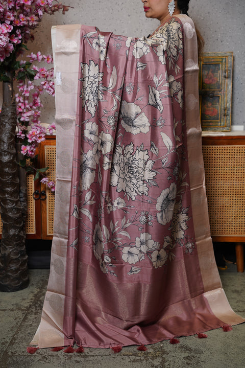 Banaras digital print with satin boder