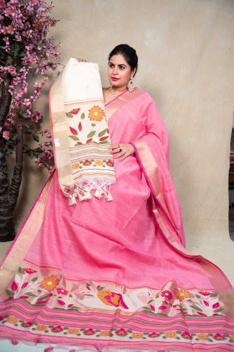 Cotton paithani kora