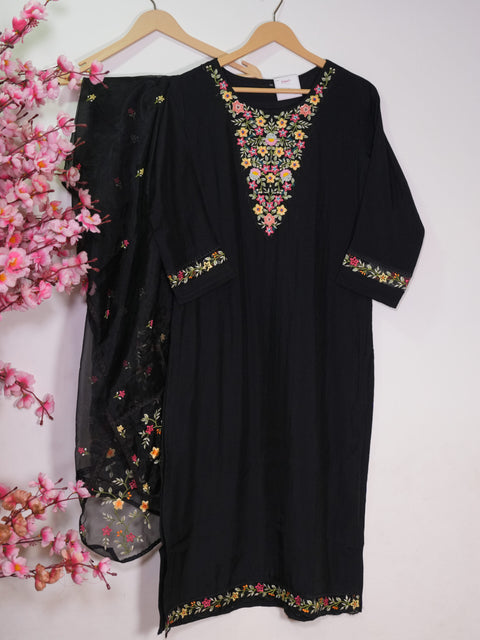 Cotton Printed Kurthi set | Black color