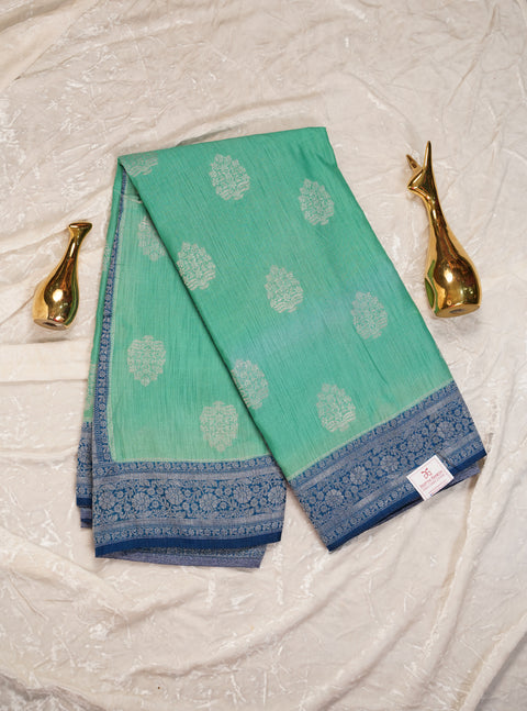 PURE CHINON MINT GREEN SAREE