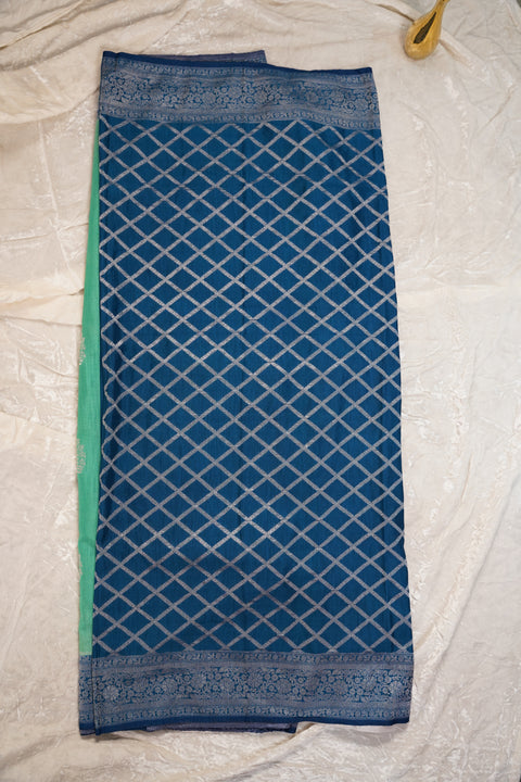 PURE CHINON MINT GREEN SAREE