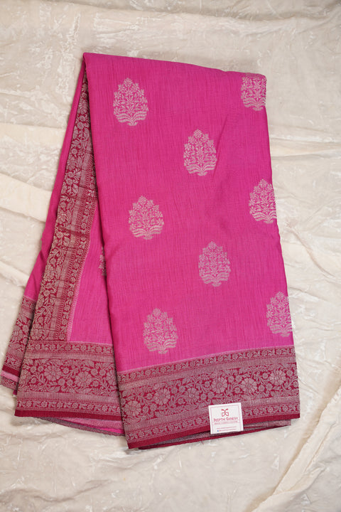 PURE CHINON PINK SAREE