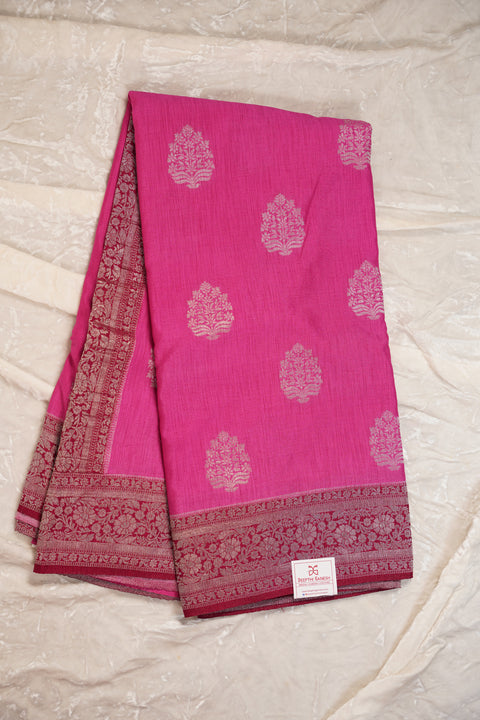 PURE CHINON PINK SAREE