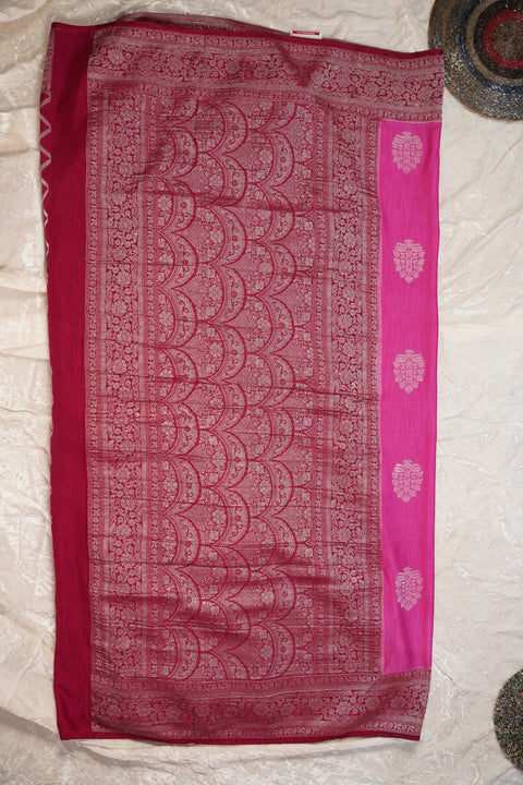 PURE CHINON PINK SAREE